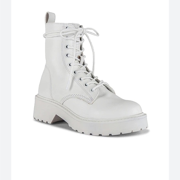 Steve Madden Shoes - Steve Madden White Leather Lace-Up Women's Boots with zipper | 6